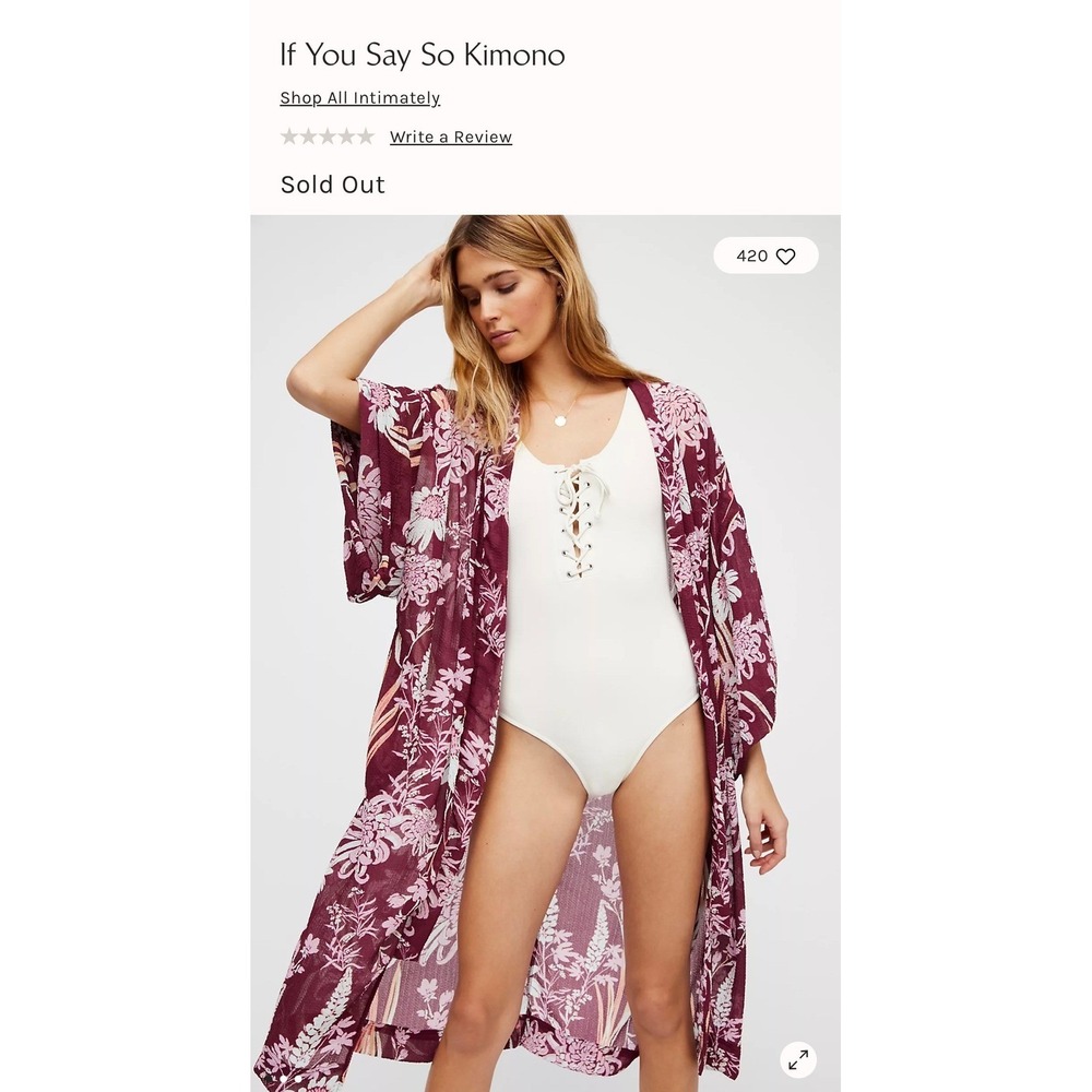 Free People If you say so Kimono‎ XS Romantic Boho Duster 90's Grunge Whimsigoth